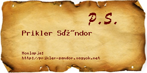 Prikler Sándor névjegykártya